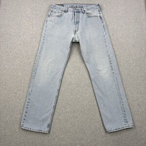 Vintage Levis Jeans Mens Fits 32x29 Light Wash 501 Button Fly Straight Made USA